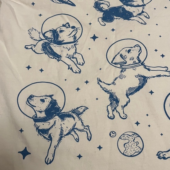 NWOT Comfort Colors Cream Dogs in Space Shirt Funny Dog T-shirt Oversized Size M - Picture 6 of 9